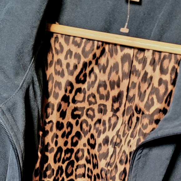 Vintage Blue Jacket  With Leopard Lining Size 16P Vintage Vest  Blazer Coat NWT - Picture 3 of 5